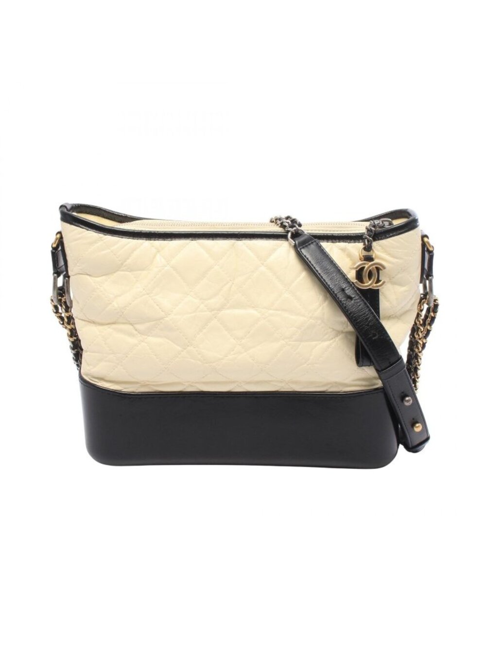 Chanel Shoulder Bag Gabrielle de Chanel Large Hobo Black White Calfskin Leather